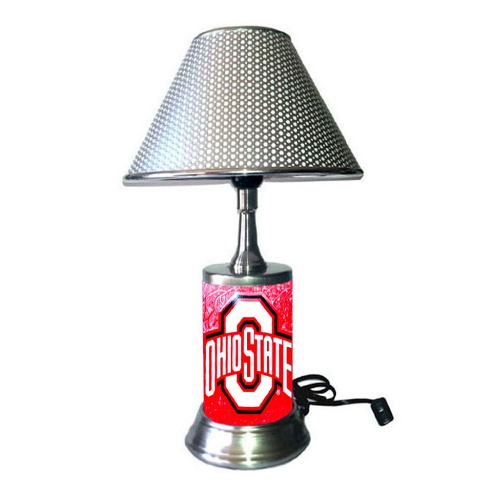 Ohio State Buckeyes lamp with chrome finish shade, NCAA